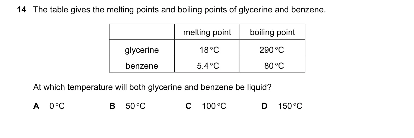 Question 14, November 2009, 0625 Paper 12