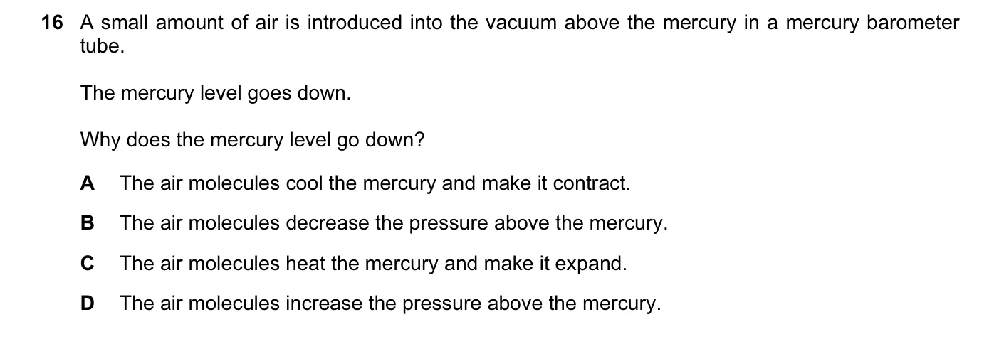 Question 16, November 2009, 0625 Paper 12