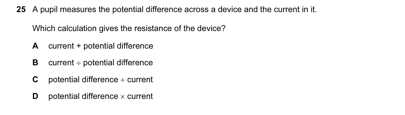 Question 25, November 2009, 0625 Paper 12