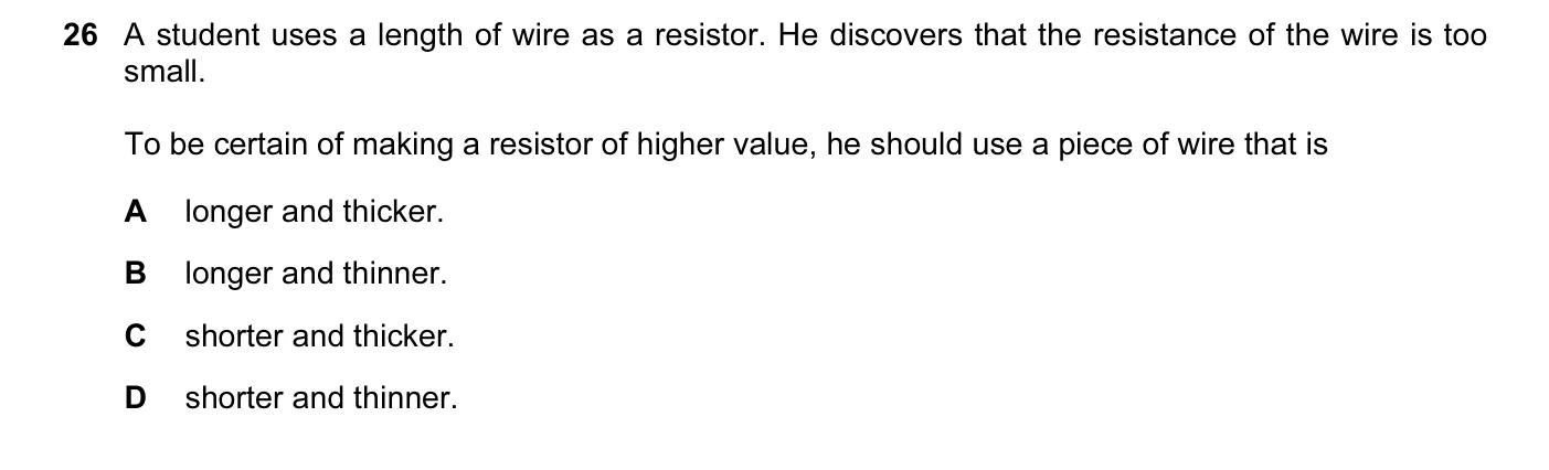 Question 26, November 2009, 0625 Paper 12