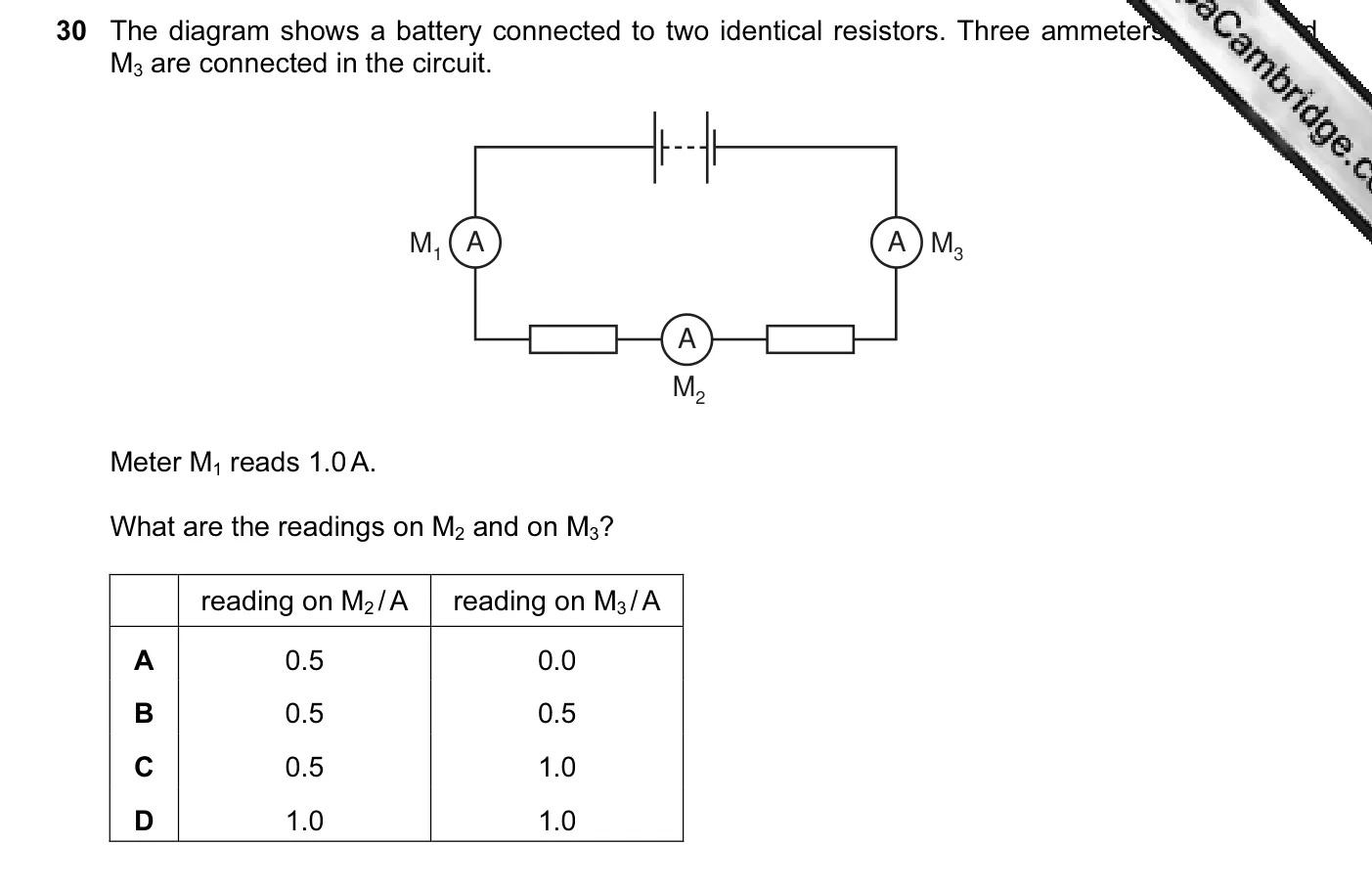 Question 30, November 2009, 0625 Paper 12