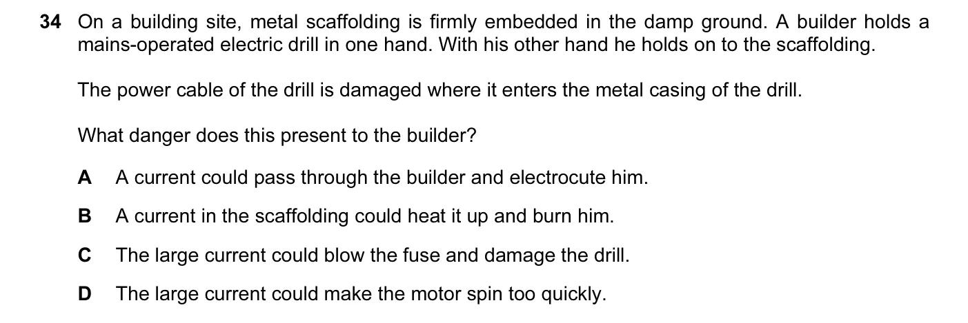 Question 34, November 2009, 0625 Paper 12