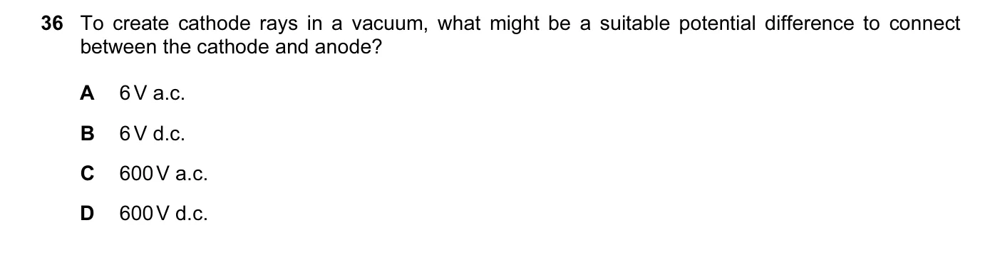 Question 36, November 2009, 0625 Paper 12