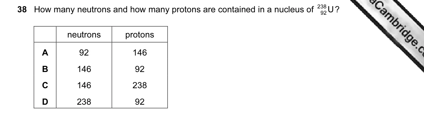 Question 38, November 2009, 0625 Paper 12