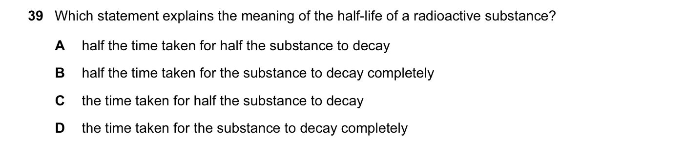 Question 39, November 2009, 0625 Paper 12