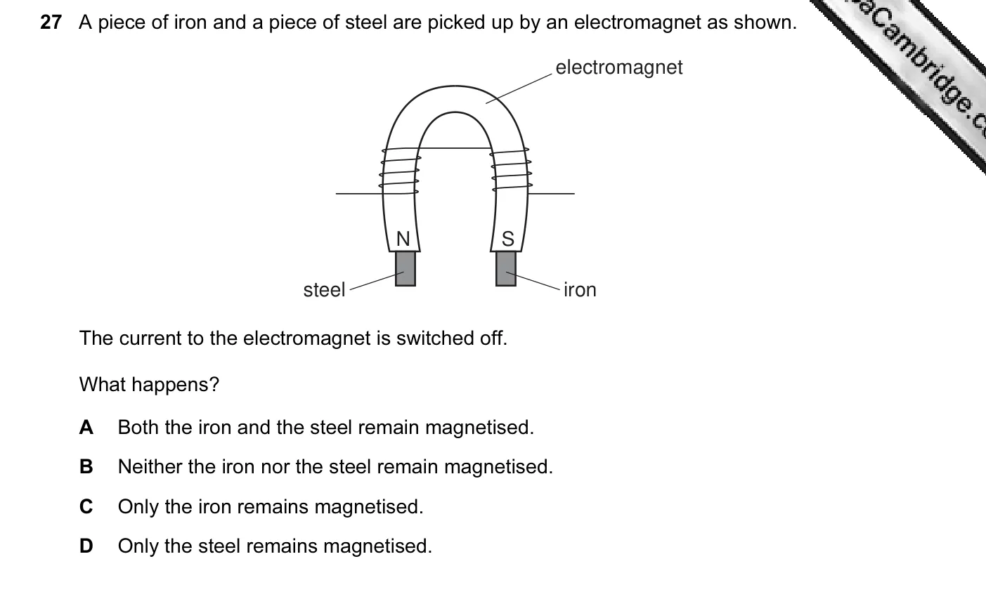 Question 27, June 2010, 0625 Paper 11