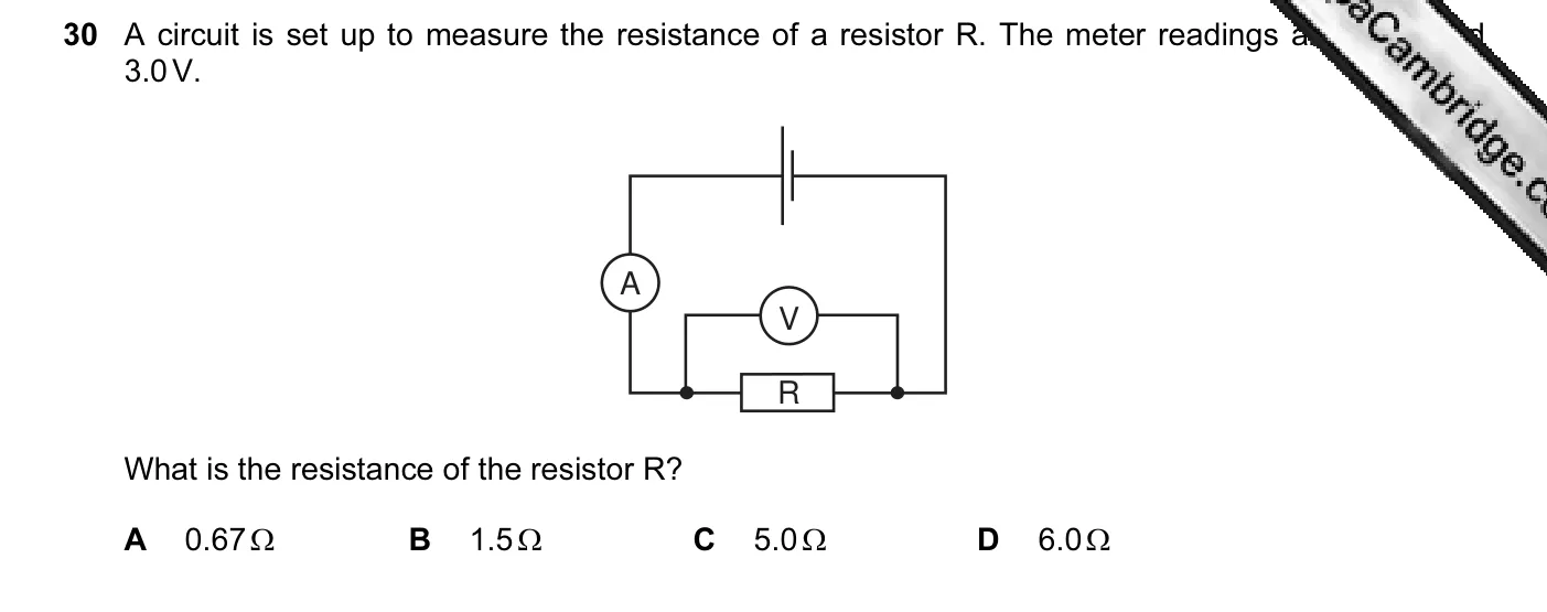 Question 30, June 2010, 0625 Paper 12