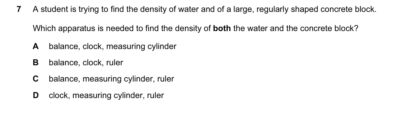 Question 7, November 2010, 0625 Paper 11