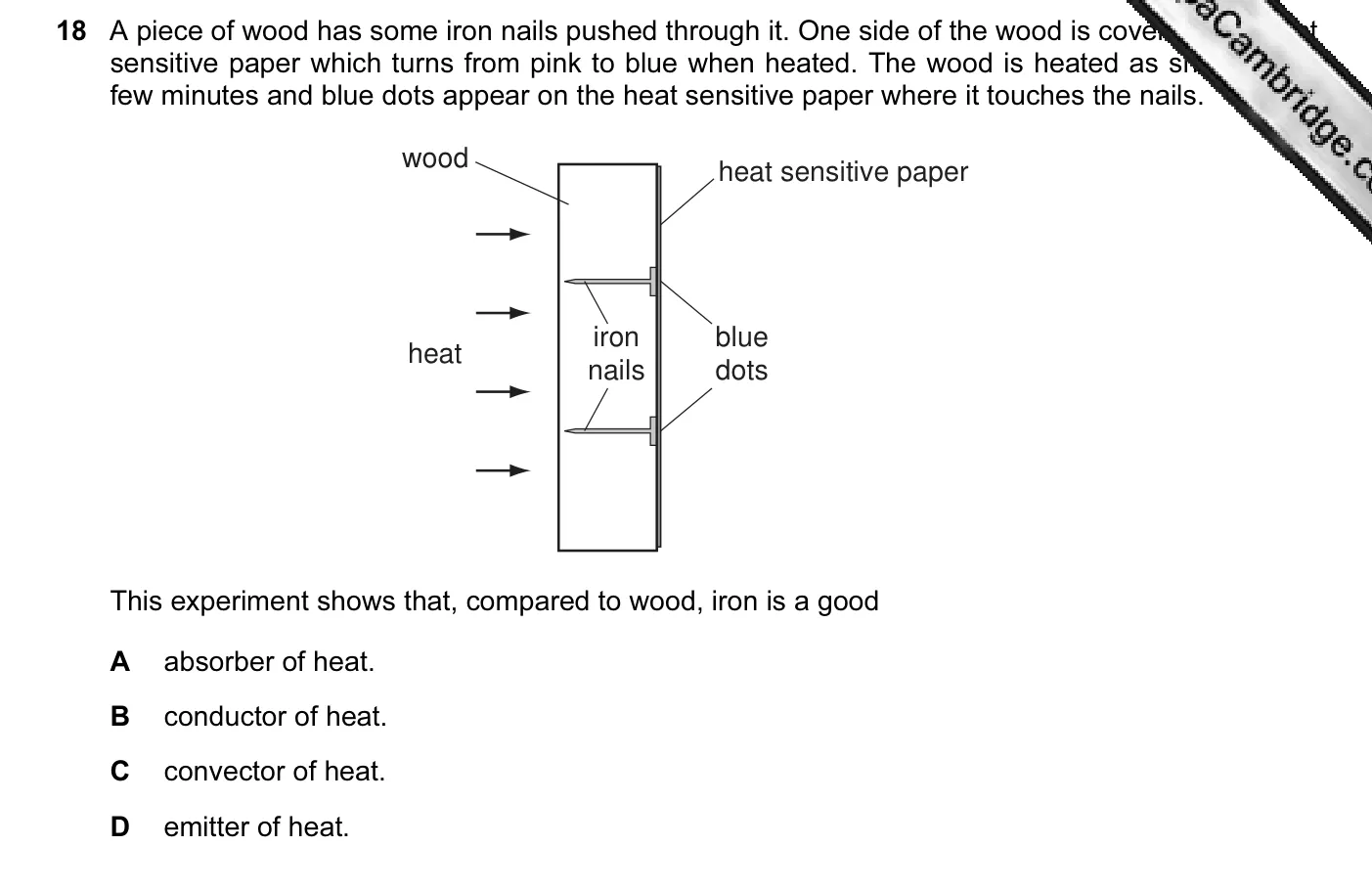Question 18, November 2010, 0625 Paper 11