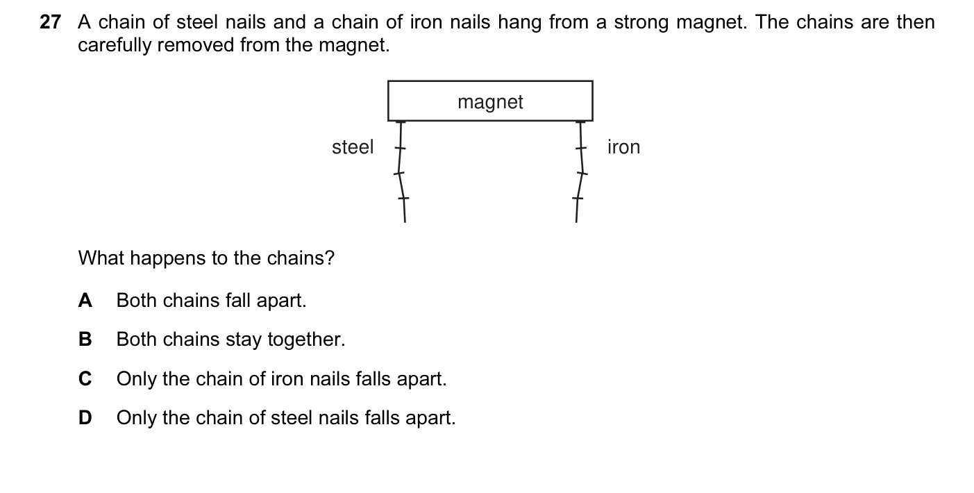 Question 27, November 2010, 0625 Paper 11