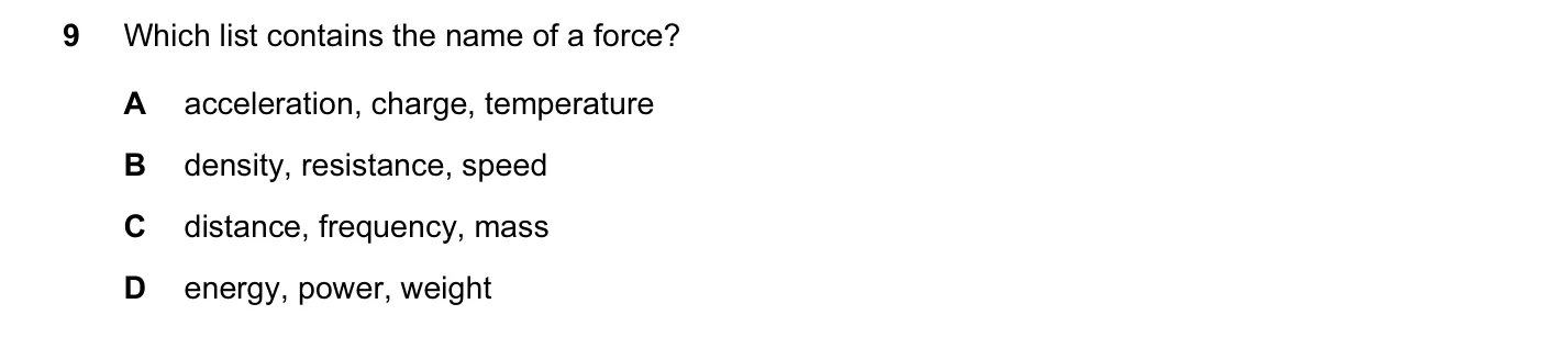 Question 9, November 2010, 0625 Paper 12