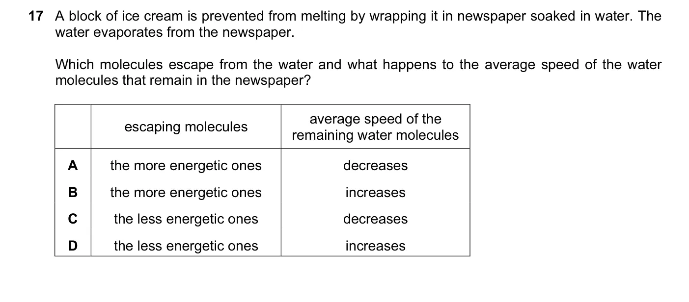 Question 17, November 2010, 0625 Paper 12