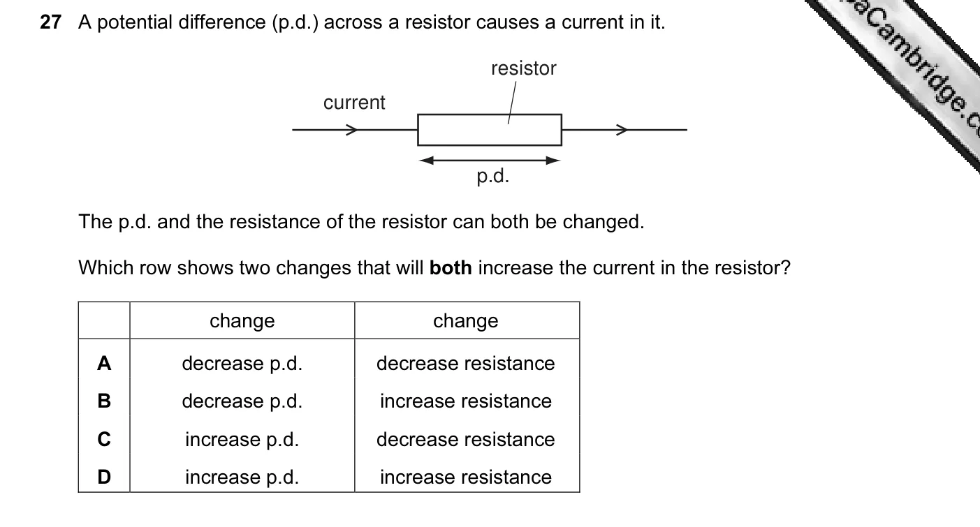Question 27, November 2010, 0625 Paper 12