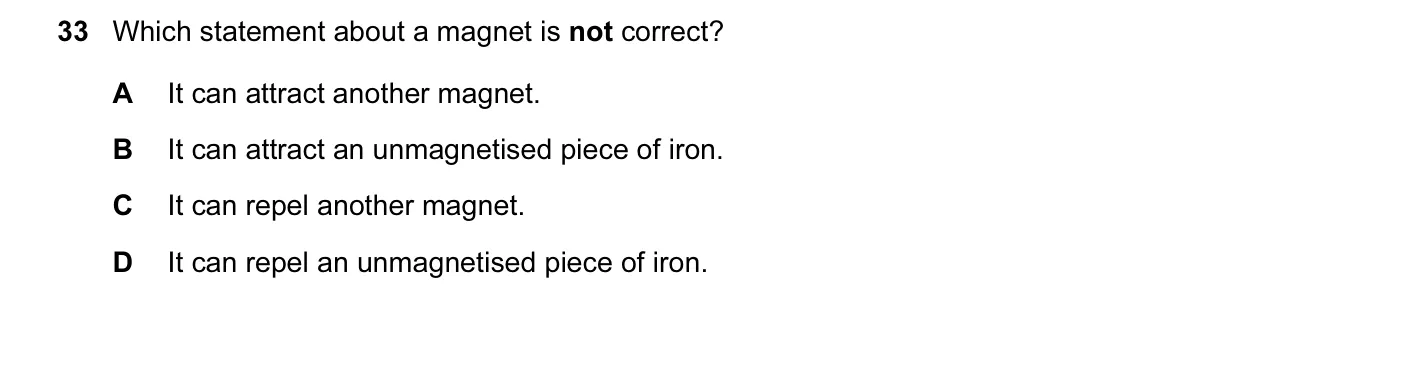 Question 33, November 2010, 0625 Paper 12