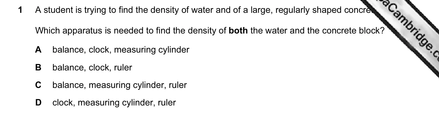 Question 1, November 2010, 0625 Paper 13