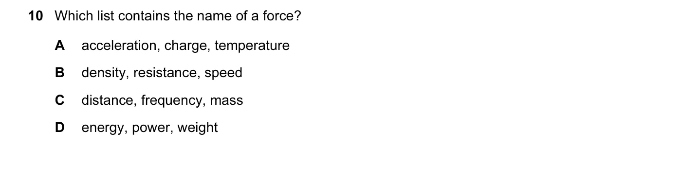 Question 10, November 2010, 0625 Paper 13