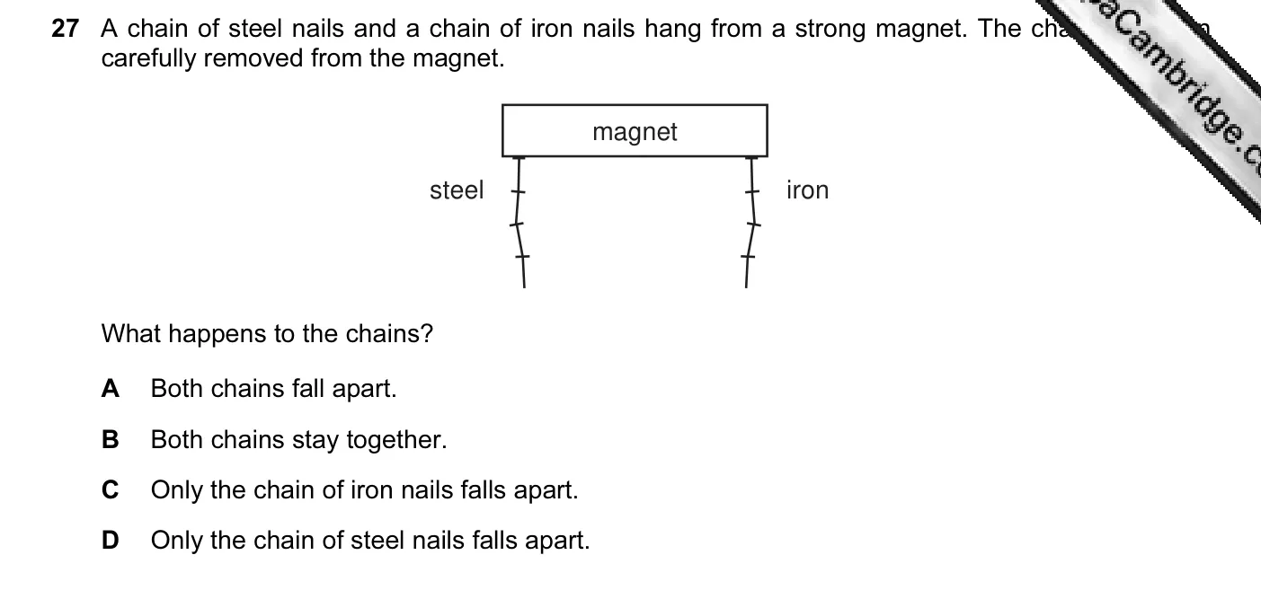 Question 27, November 2010, 0625 Paper 13
