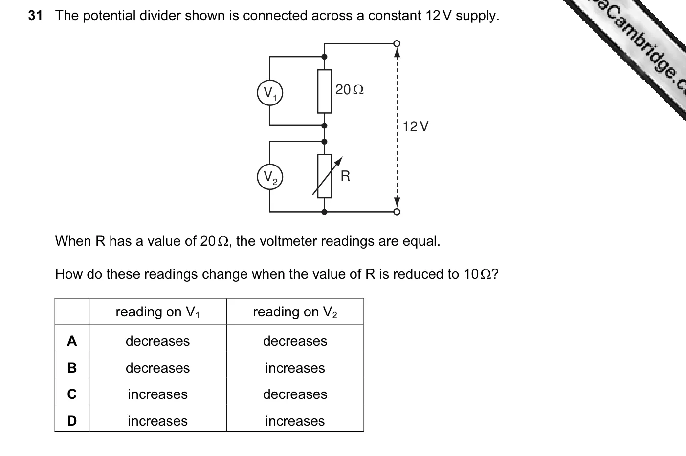 Question 31, November 2010, 0625 Paper 13