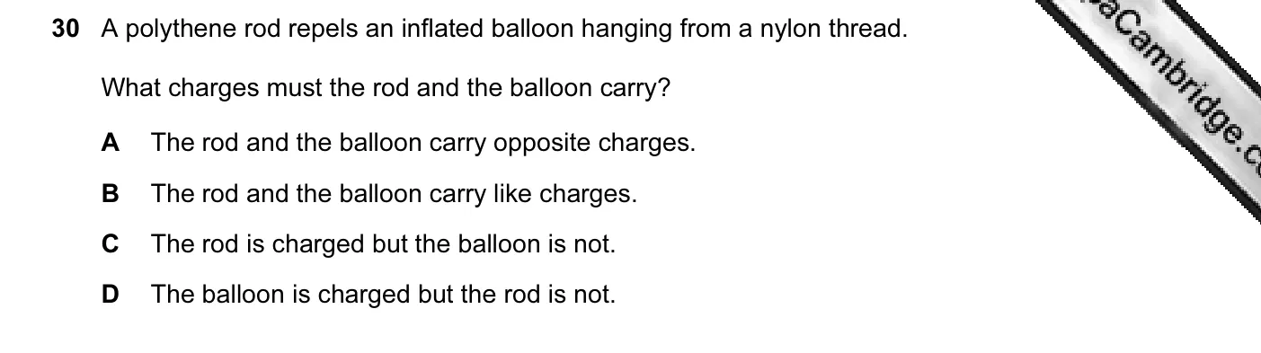 Question 30, June 2011, 0625 Paper 12