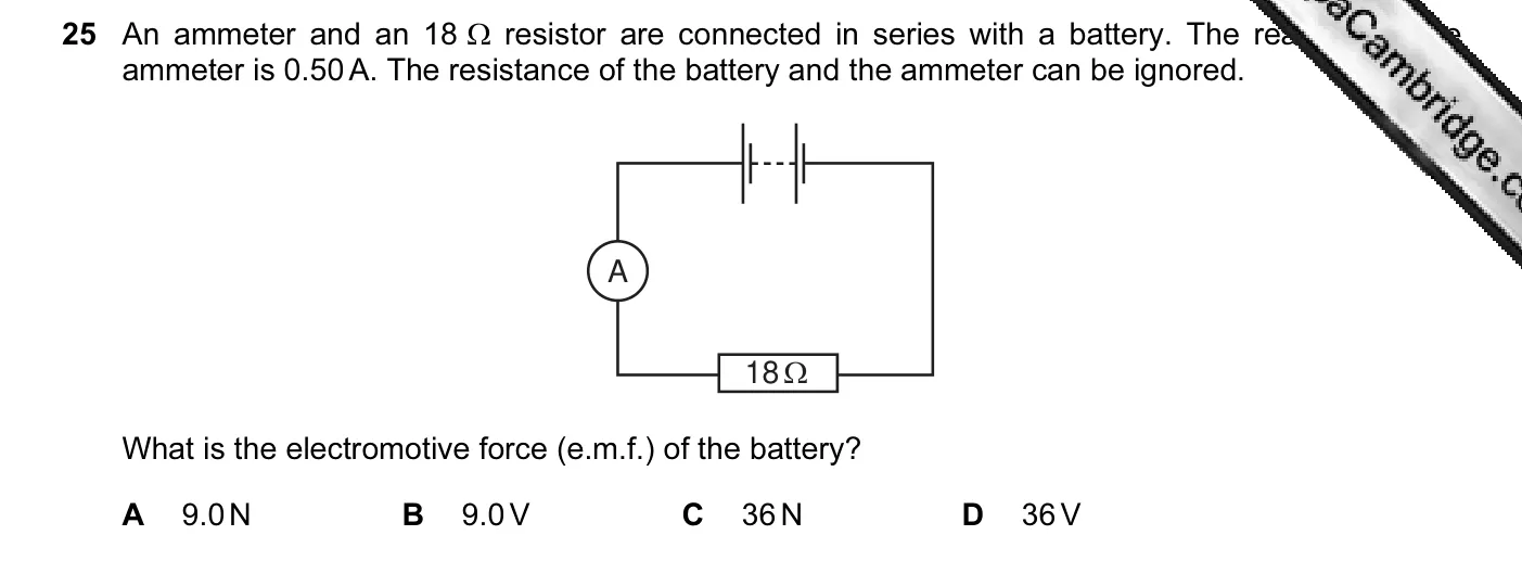 Question 25, June 2011, 0625 Paper 13