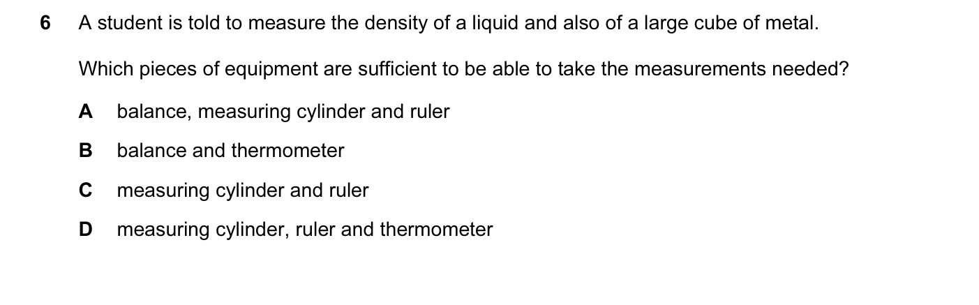 Question 6, November 2011, 0625 Paper 11