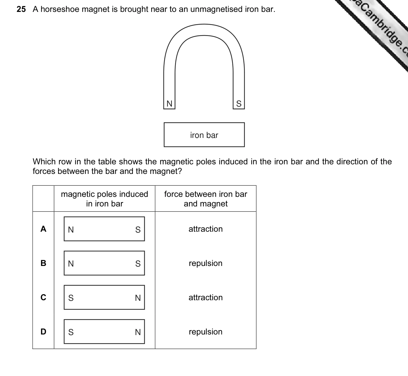 Question 25, November 2011, 0625 Paper 11