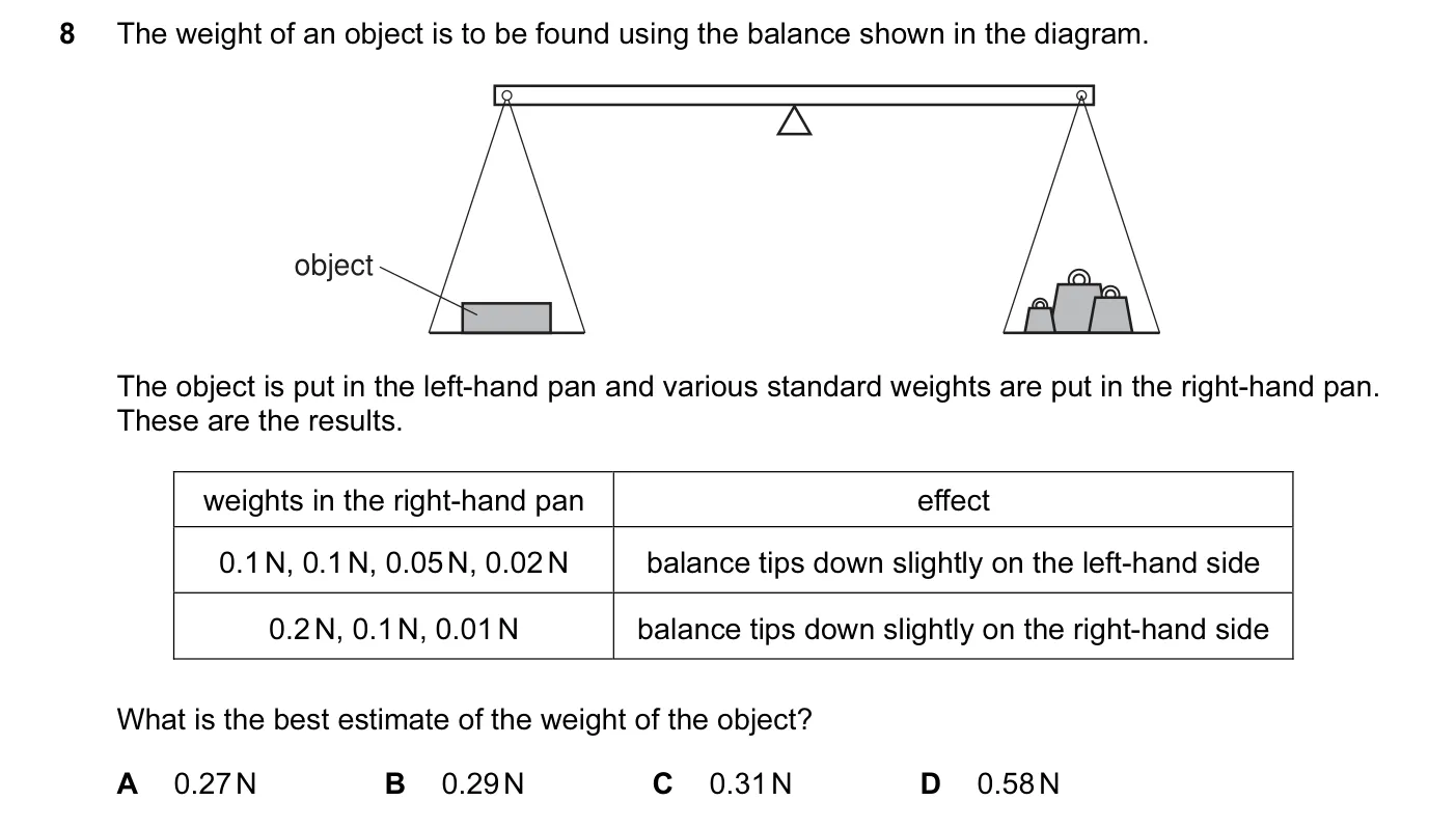 Question 8, November 2011, 0625 Paper 12