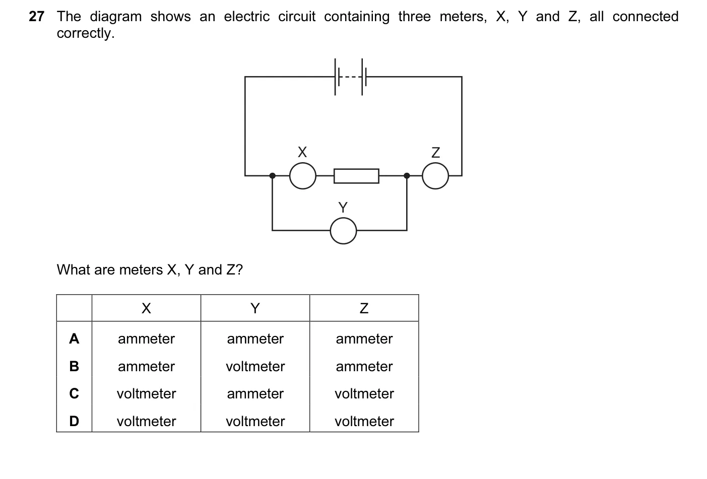 Question 27, November 2011, 0625 Paper 12