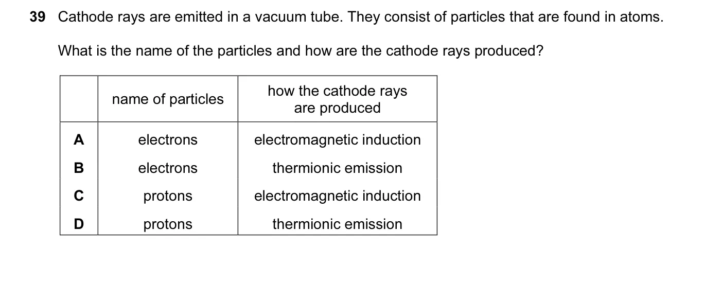 Question 39, November 2011, 0625 Paper 12