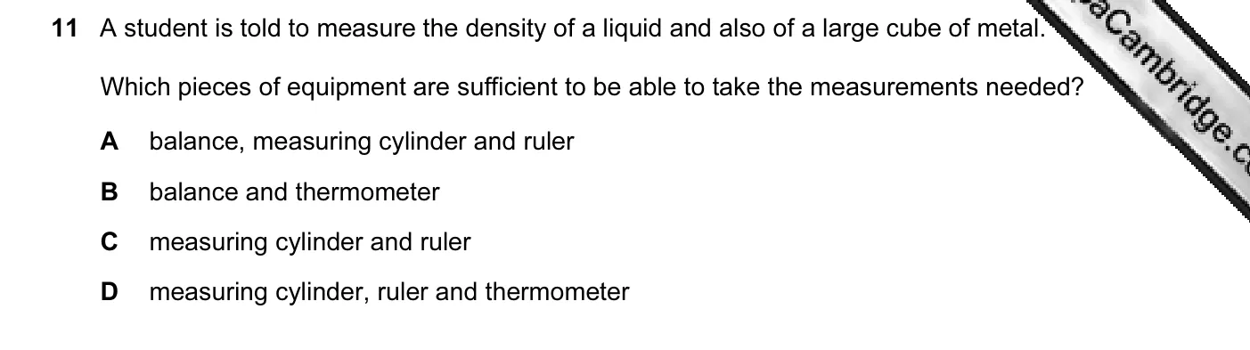 Question 11, November 2011, 0625 Paper 13