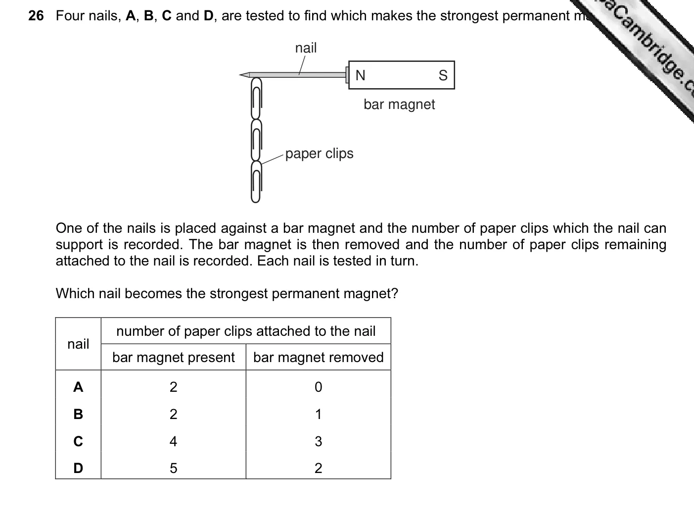 Question 26, November 2011, 0625 Paper 13