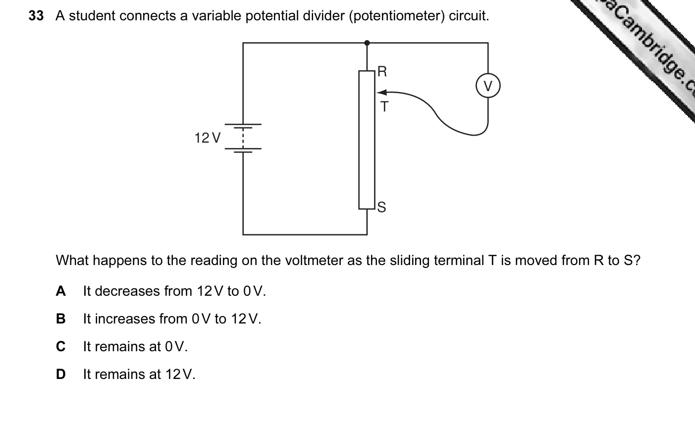 Question 33, June 2012, 0625 Paper 11