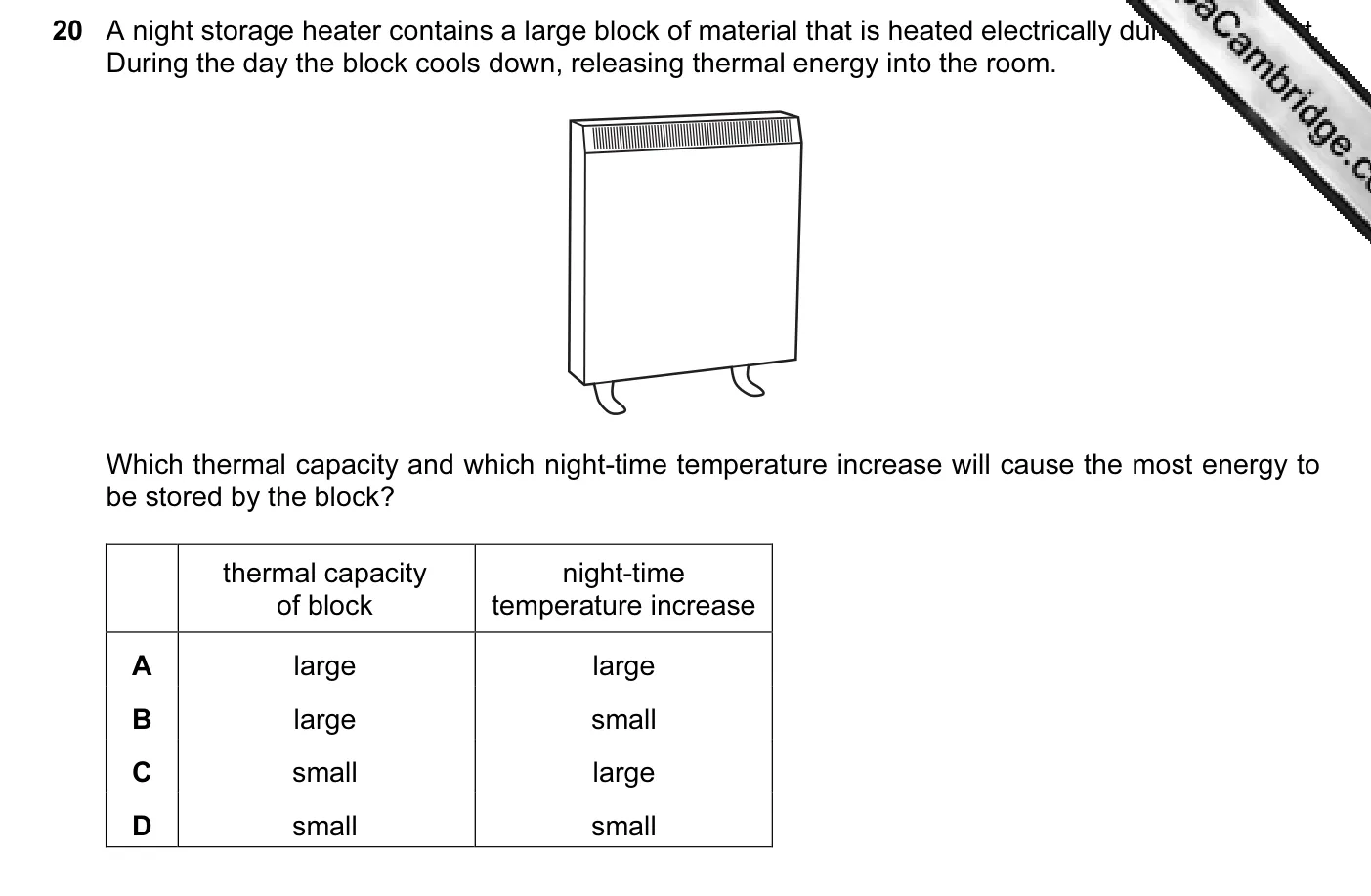 Question 20, November 2012, 0625 Paper 12