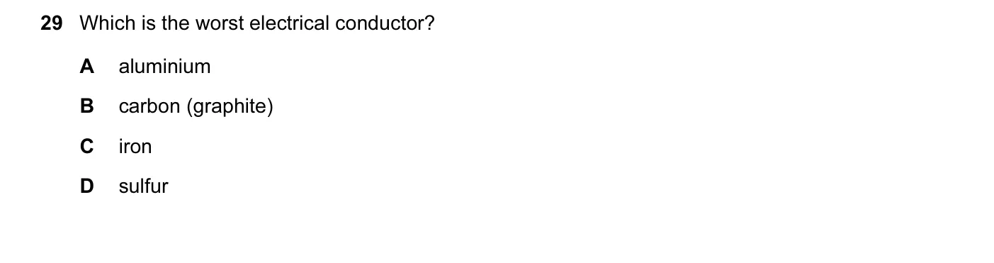 Question 29, November 2012, 0625 Paper 13