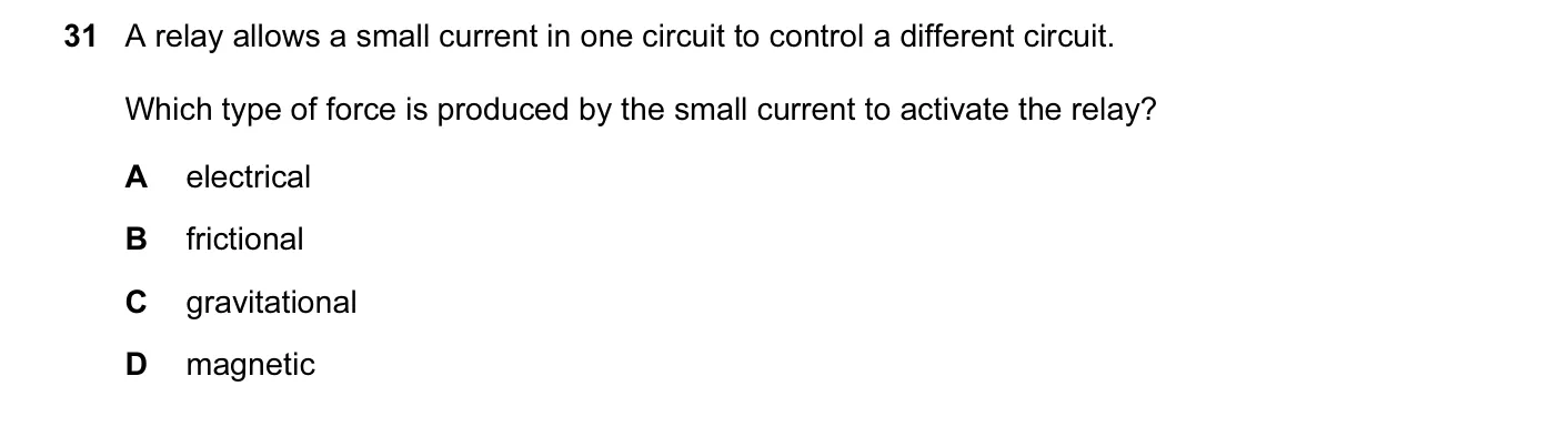 Question 31, November 2012, 0625 Paper 13