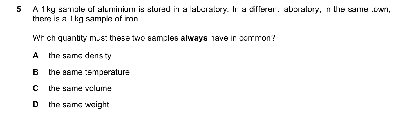 Question 5, June 2013, 0625 Paper 11