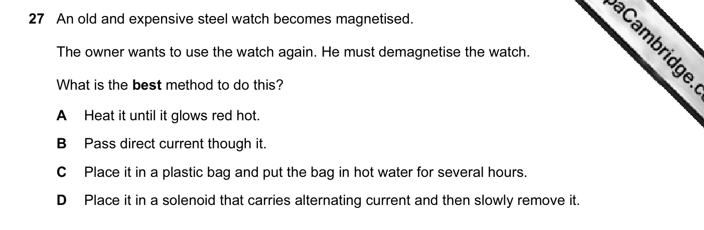 Question 27, June 2013, 0625 Paper 12