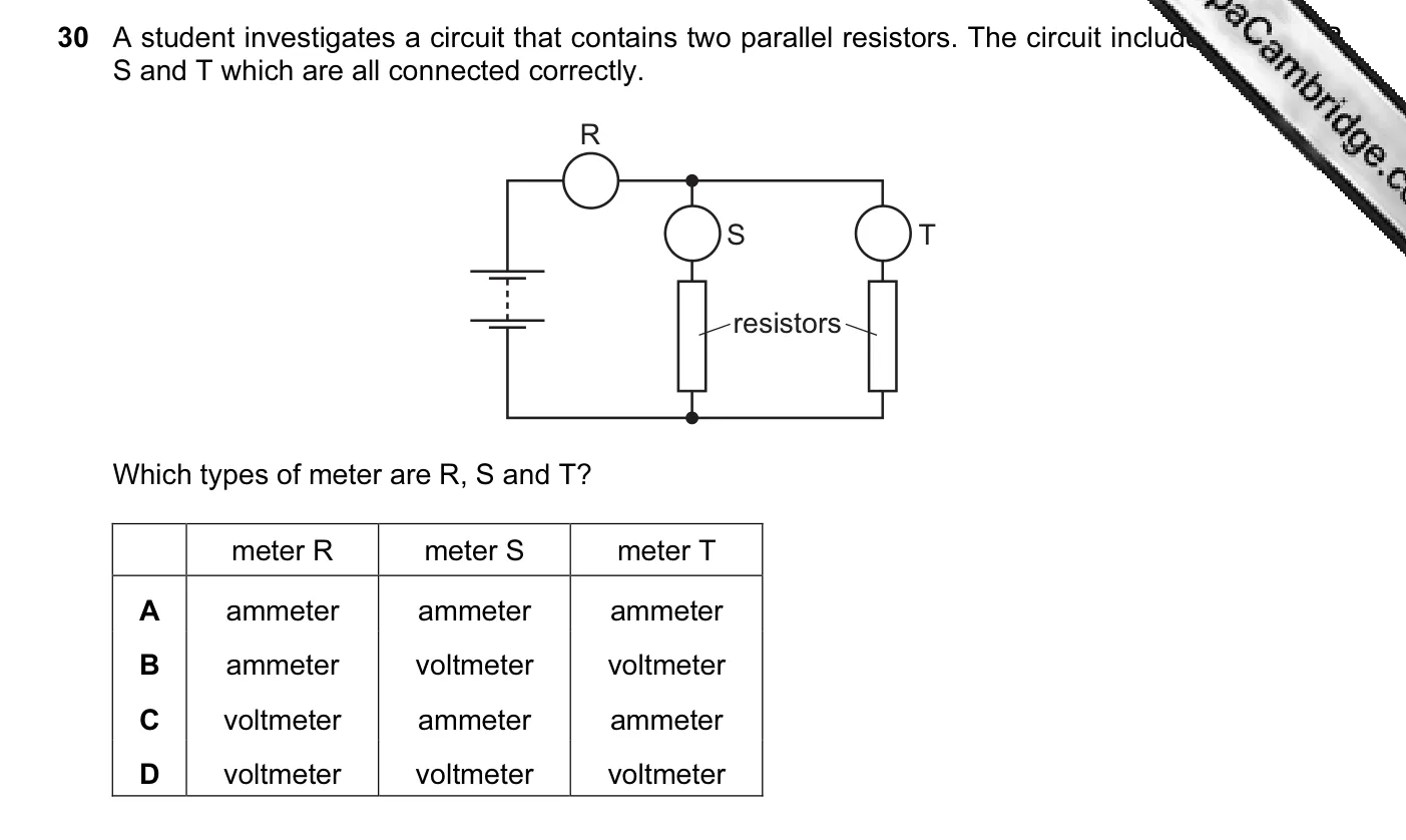 Question 30, June 2013, 0625 Paper 12