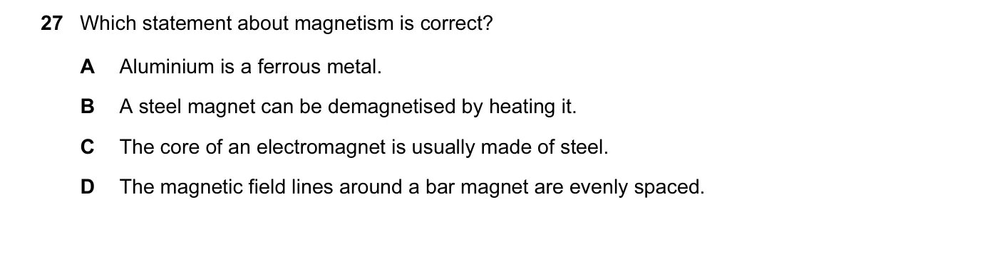 Question 27, June 2013, 0625 Paper 13
