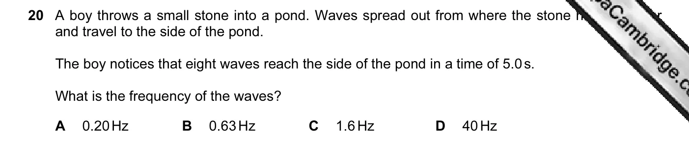 Question 20, November 2013, 0625 Paper 11