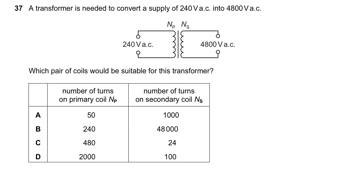 Question 37, November 2013, 0625 Paper 11
