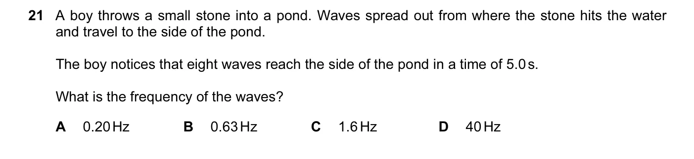 Question 21, November 2013, 0625 Paper 12