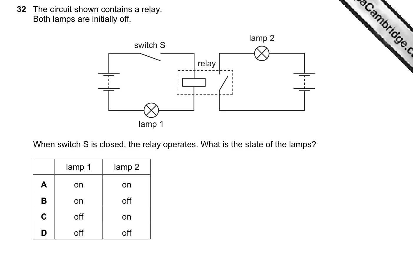 Question 32, November 2013, 0625 Paper 12