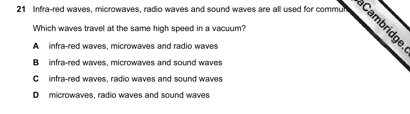 Question 21, November 2013, 0625 Paper 13