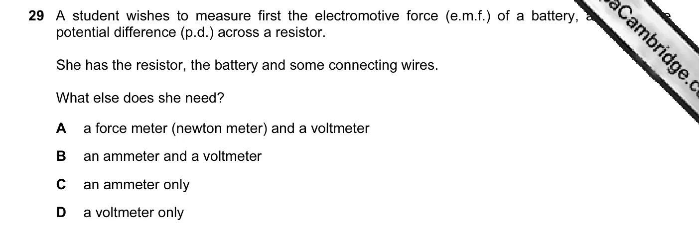 Question 29, November 2013, 0625 Paper 13
