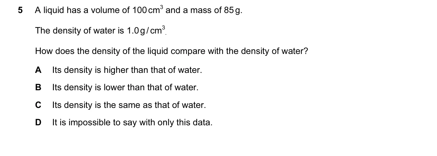 Question 5, June 2014, 0625 Paper 11