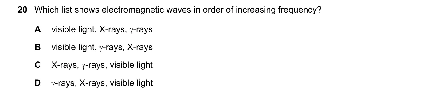 Question 20, June 2014, 0625 Paper 11