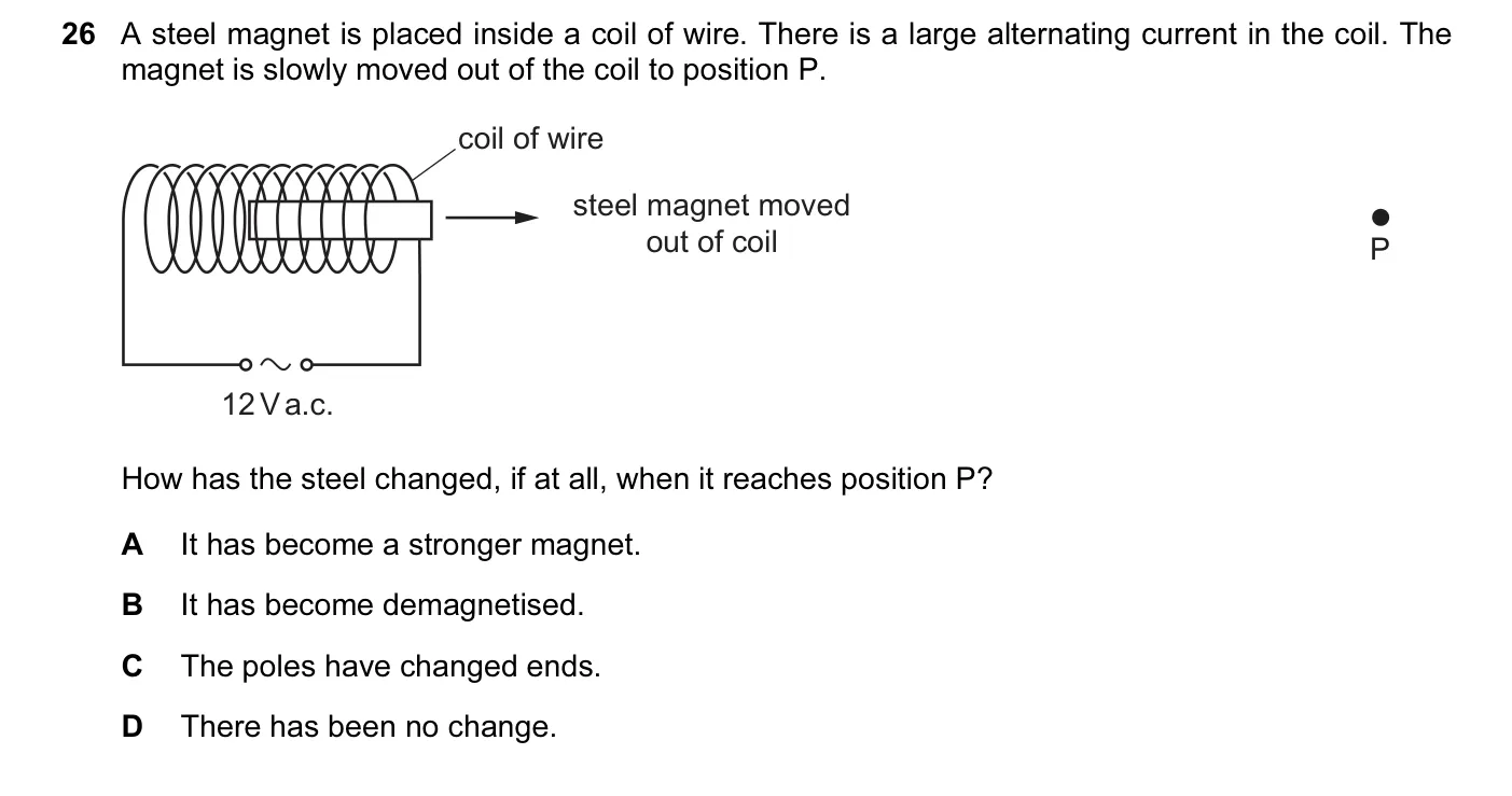 Question 26, June 2014, 0625 Paper 11