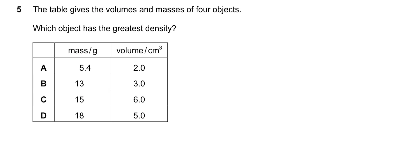 Question 5, June 2014, 0625 Paper 12