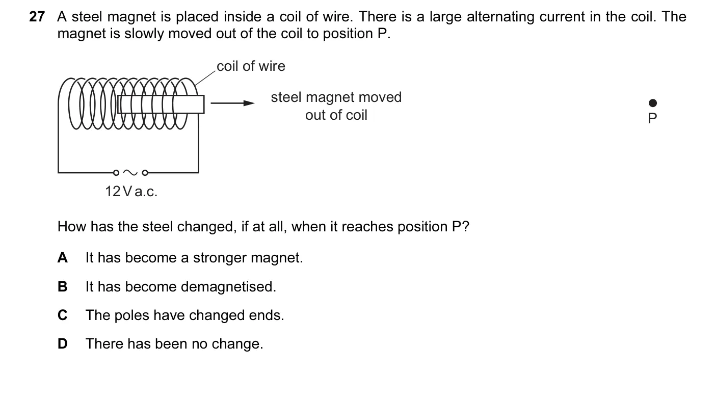 Question 27, June 2014, 0625 Paper 12